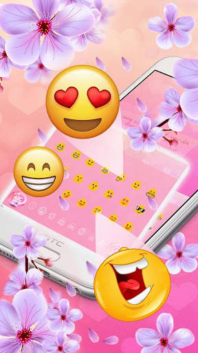 Pink Glass Sakura Keyboard Theme screenshot 3
