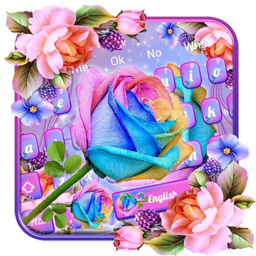 Colourful Rose Shiny Keyboard Theme 10001002