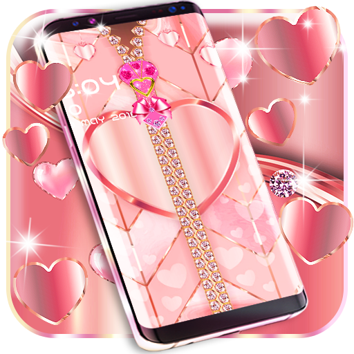 Rose gold lock screen zipper icon