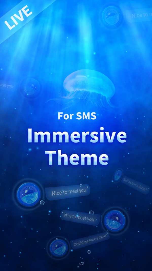 Messenger SMS - 3D Ocean Theme, Call app, Emojis screenshot 1