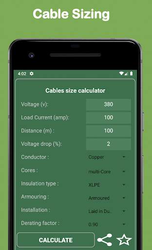 calculadora de caída de voltaje, tamaño de cable screenshot 2