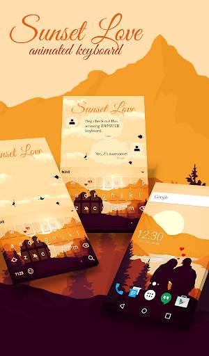 Sunset Love Animated Keyboard   Live Wallpaper screenshot 1
