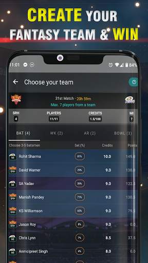 CricWhiz - PLAY Fantasy Cricket & WIN Big Prizes! screenshot 2