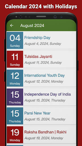 Calendar 2024 with Holidays screenshot 6