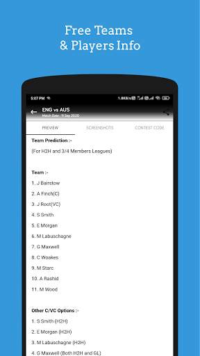 Free Teams -My11Circle, Myteam11, BalleBaazi Teams screenshot 5