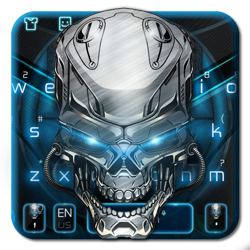 Neon Blue Skull Keyboard icon