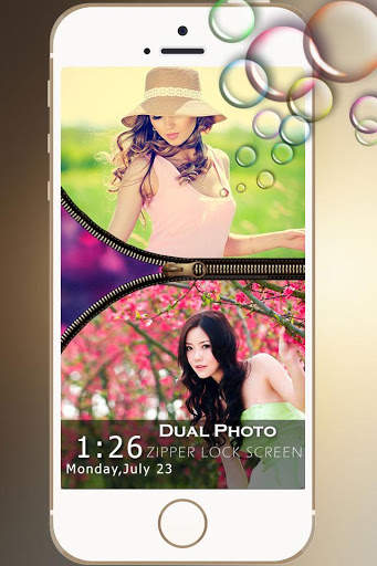 Dual Photo Zip Lock Screen screenshot 2