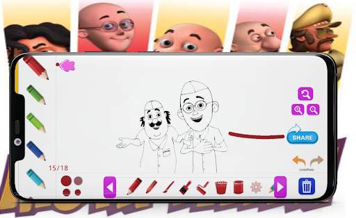 Motu Drawing or Coloring Game-Patlu Sketching Game screenshot 2