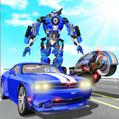US Police Muscle Car Transform Bike Robot Games icon