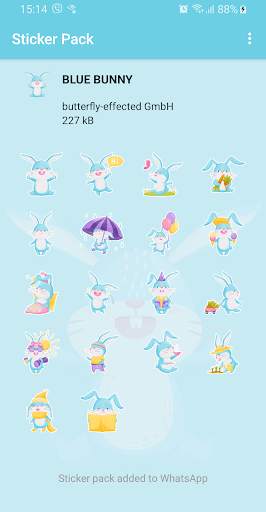 Blue Bunny Stickers - WAStickerApps for WhatsApp screenshot 4