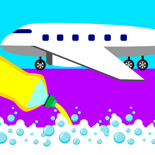clean airplane wash game icon