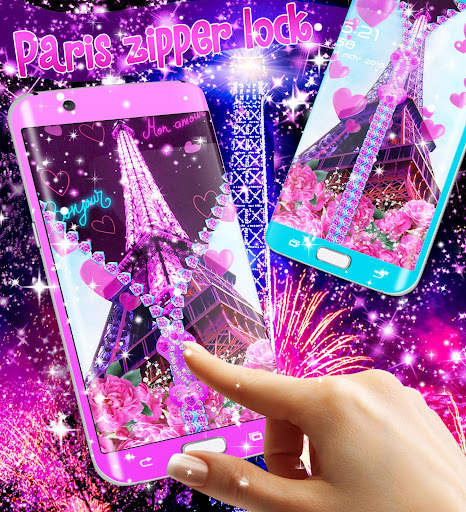 Paris zipper lock screen screenshot 2