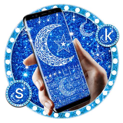Blue Glitter Moon Keyboard 10001004