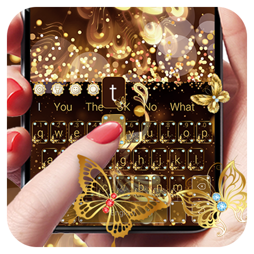 Gold Glitter Butterfly Keyboard иконка