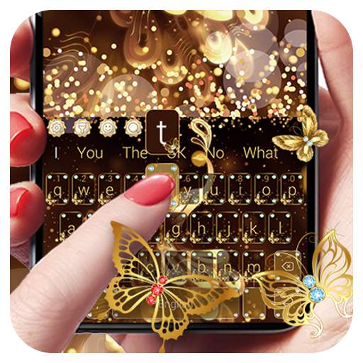 Gold Glitter Butterfly Keyboard 10001007