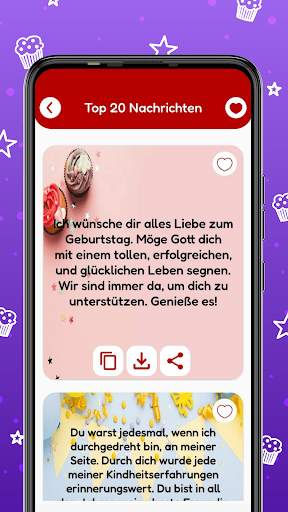 Geburtstagsnachrichten skarten screenshot 2