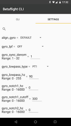 Betaflight CLI screenshot 2