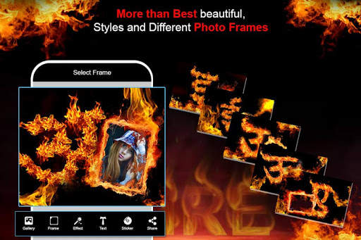 Fire Text Photo Frame Decoration Hindi screenshot 1