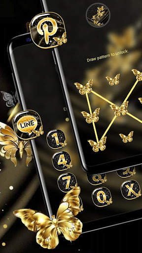 Golden Butterfly Glitter Launcher Theme screenshot 5