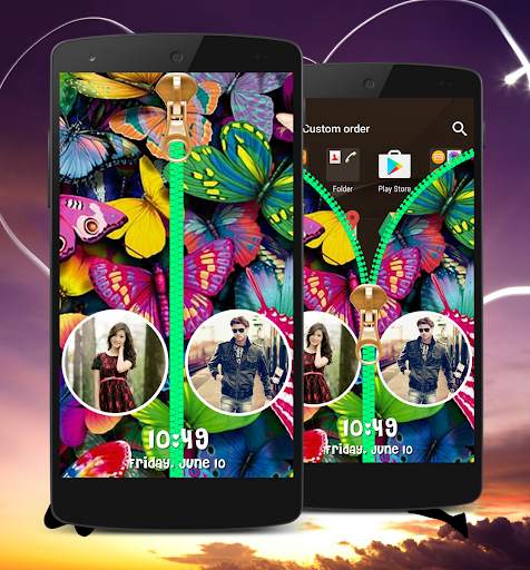 Butterfly Zipper Lock Screen screenshot 1