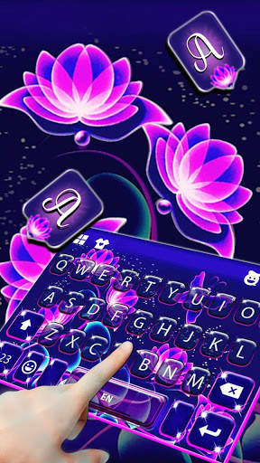Purple Neon Flowers Keyboard Theme screenshot 3