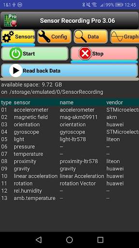 Sensor Recording Lite screenshot 1