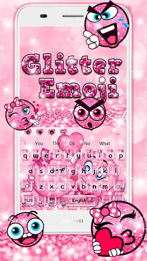 Pink Glitter Love Emoji Keyboard screenshot 1
