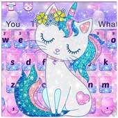 Pink Glitter Unicorn Cat Keyboard logo