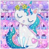 Pink Glitter Unicorn Cat Keyboard 10001001