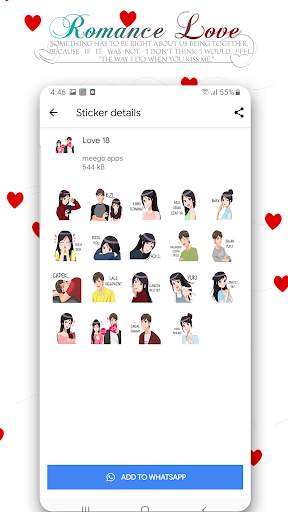 Couple Love Romance Sticker Packs : WAStickerApps screenshot 7