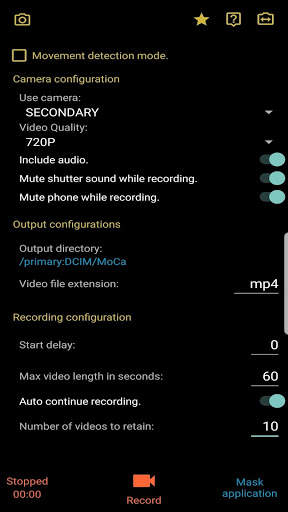 MoCa Free - Motion Detection Camera and Dashcam screenshot 5