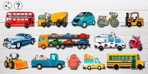 Puzzles for kids boys and girls - cars, transport screenshot 1
