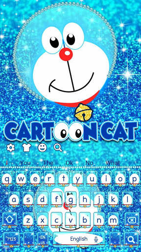 Blue Cartoon Cat Keyboard Theme screenshot 5