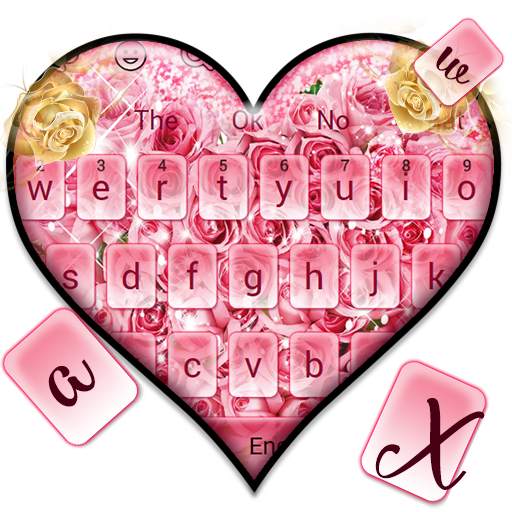 Glitter Flower Heart Keyboard 10001003