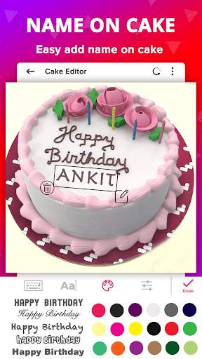 Name Photo On Birthday Cake Frame Card Gif Wishes screenshot 2
