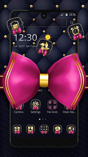 Black Leather Pink Bowknot Theme 4 تصوير الشاشة