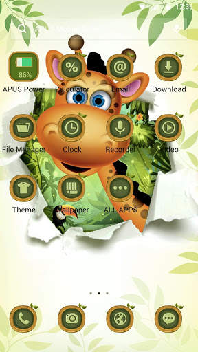 Cute Giraffe APUS Launcher theme screenshot 2