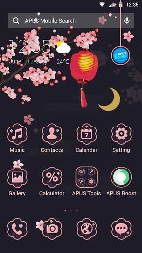 Night Flower APUS Launcher theme 1 تصوير الشاشة