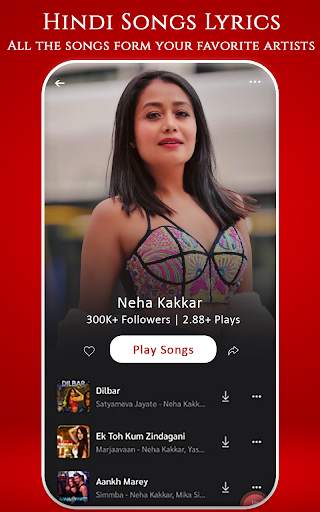 Music Player - Hindi Songs Lyrics 4 تصوير الشاشة