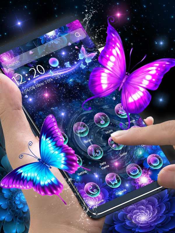 3D Neon Butterfly Shiny Theme screenshot 5