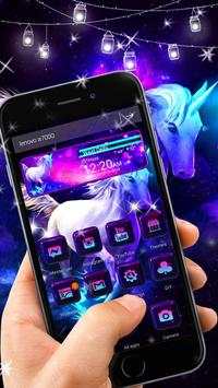 3D Glass Tech Shiny Galaxy Unicorn Theme screenshot 1