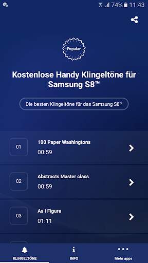 Kostenlose Handy Klingeltöne für Samsung S8™ screenshot 1