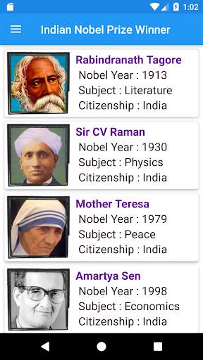 Indian Nobel Prize Winner GK App screenshot 1