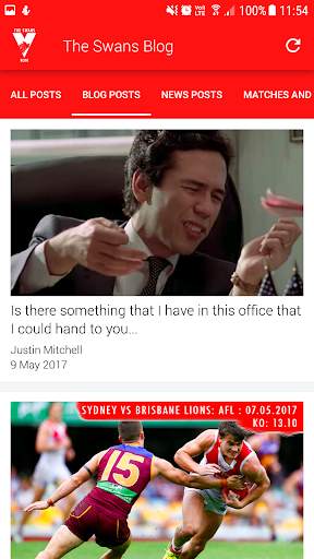 The Swans Blog App screenshot 2