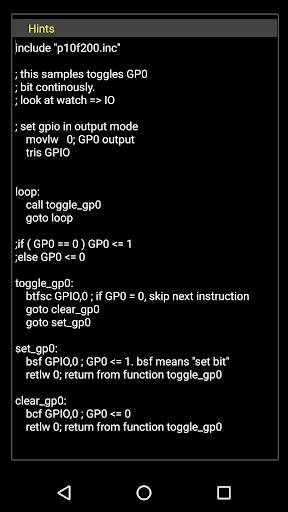 PICmicro simulator and assembler screenshot 6