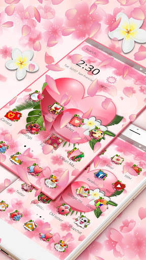 Pink Flower Love Heart Theme screenshot 2