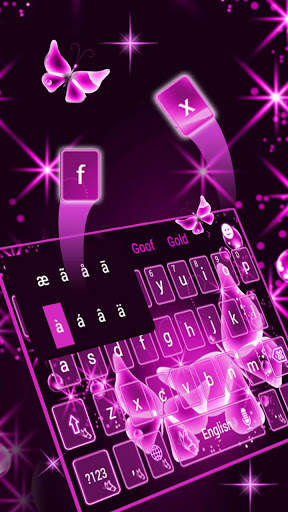 Pink Neon Butterfly Keyboard स्क्रीनशॉट 3