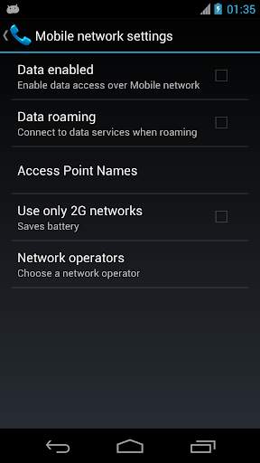 Mobile Network Settings screenshot 2