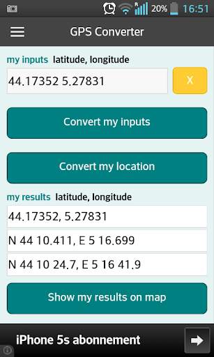 GPS coordinaten converter screenshot 1