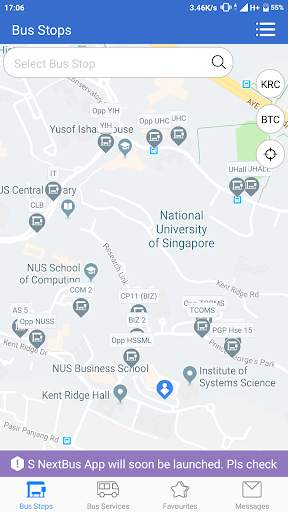 NUS NextBus screenshot 1